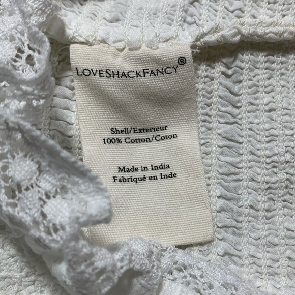LoveShackFancy Molly cropped crochet-trim white 100% cotton top. Size XS - Picture 9 of 10